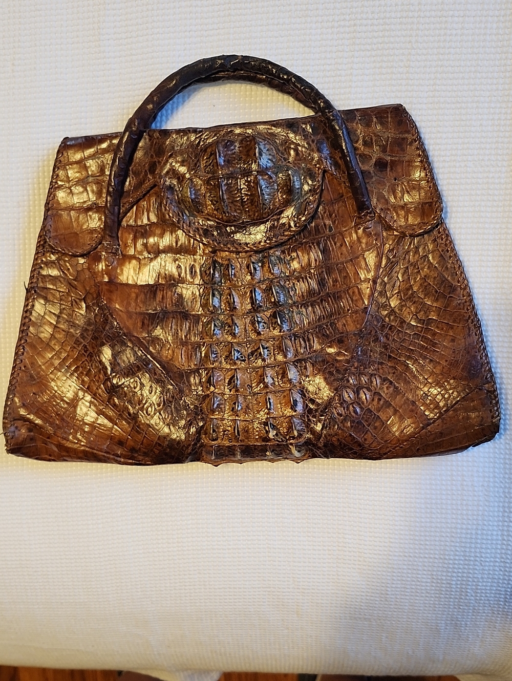 Vintage 1945 Restored Alligator/Croc Brown Women's Handbag